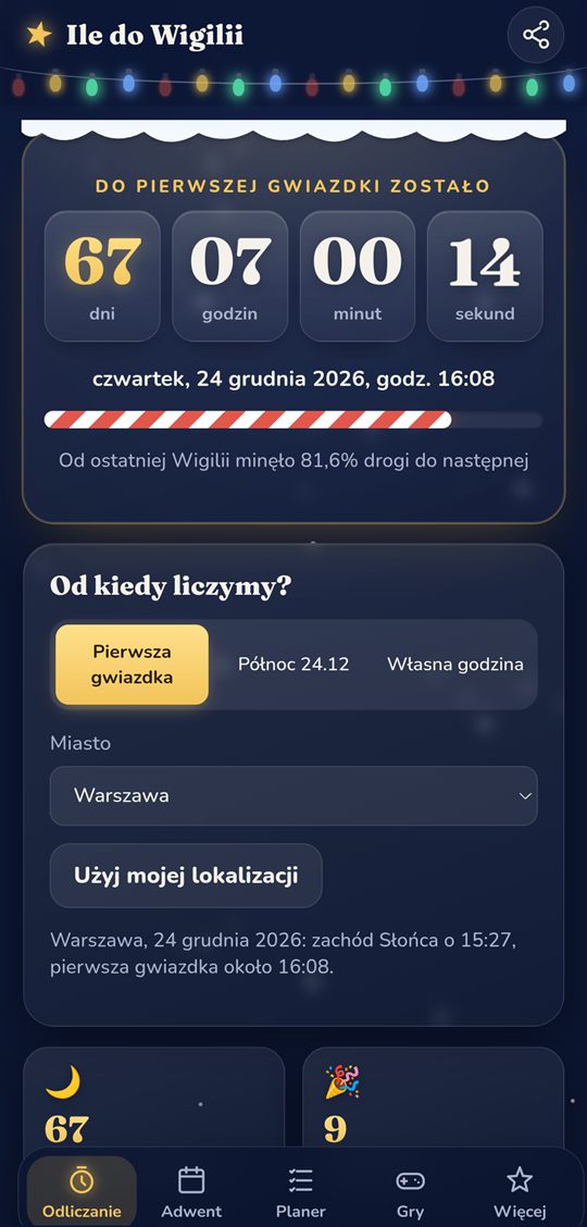Aplikacja Ile do Wigilii na telefonie: odliczanie do pierwszej gwiazdki